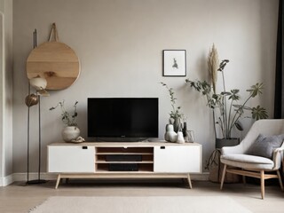 TV cabinet in a scandinavian decor living room