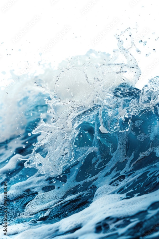Poster A close up view of a wave breaking on the surface of the ocean