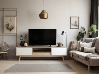 TV cabinet in a scandinavian decor living room