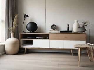 TV cabinet in a scandinavian decor living room