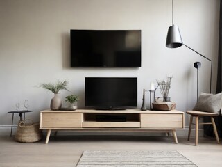 TV cabinet in a scandinavian decor living room