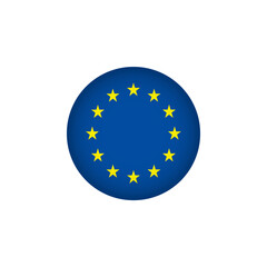EU Europe Flag Icon. European Union Circled Flag. Stock Graphics Element isolated on white background