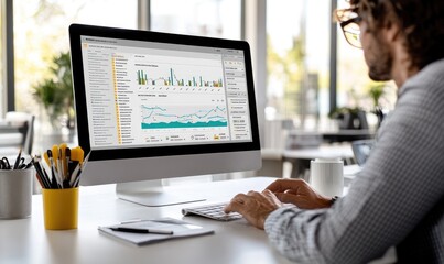 Modern Minimalist UI for Market Analytics Platform on Desktop Display with Clean White Background