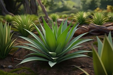 Fototapeta premium Captivating 3D Scene of Poa Labillardieri Herb in Nature's Rich Ecosystem