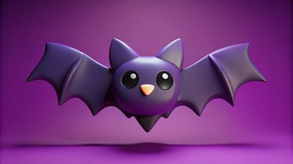 Obraz premium Halloween minimalist background, single, stylized bat on purple.