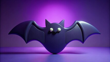Fototapeta premium Halloween minimalist background, single, stylized bat on purple.