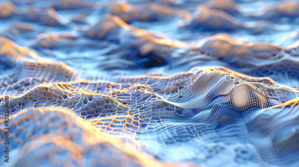 Poster abstract 3d rendered gravity wave background in hologram view highlighting futuristic ar topography 