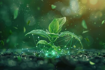 Growth and Connection: A Young Plant Embracing Technology