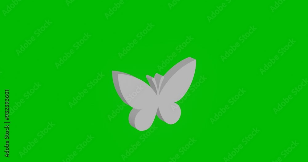 Poster animation of rotation of a white butterfly symbol with shadow. simple and complex rotation. seamless