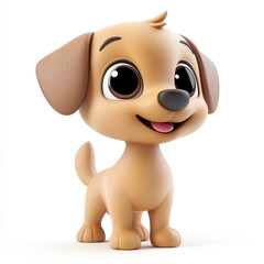 3D cartoon, a dog. on a solid white background