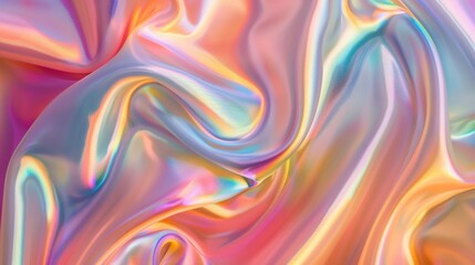 Fototapeta premium A vibrant, iridescent fabric texture showcasing smooth, flowing patterns.