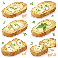 Vector Garlic Bread simple and min