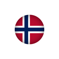 Norway Europe Flag Icon. European Country Circled Flag. Stock Vector Graphics Element isolated on white background