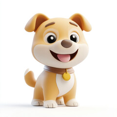 Obraz premium 3D cartoon, a dog. on a solid white background
