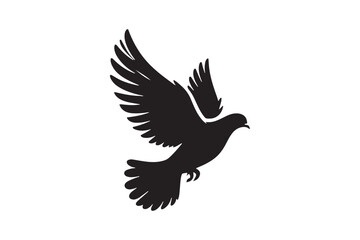 Obraz premium flying a Pigeon (Rock Dove) silhouette image vector art Design In White background.eps