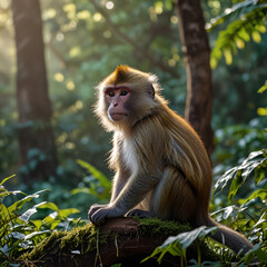 Obraz premium monkey in the jungle in the morning