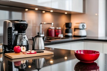 Modern, minimalist sleek kitchen interior.