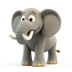 Obraz premium 3D cartoon, an elephant. on a solid white background