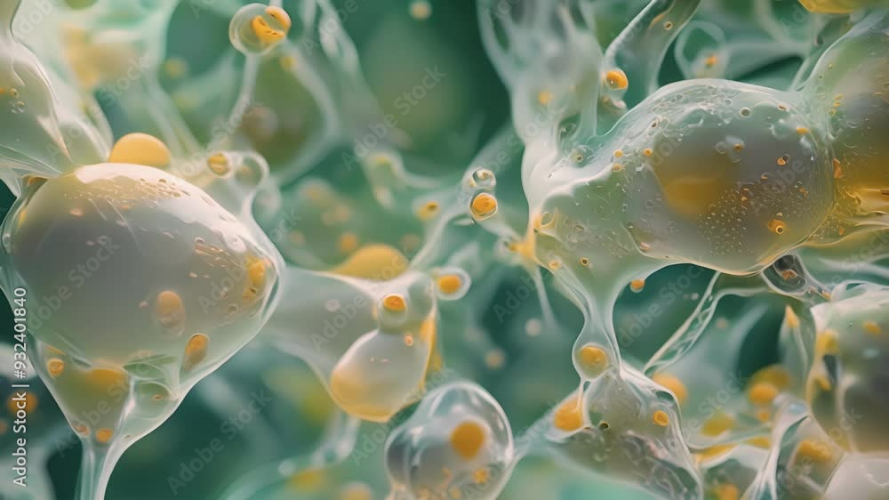 Poster magnified view of a glial cells cytoplasm teeming with tiny organelles responsible for maintaining t