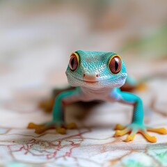 Gecko isolated on paper background