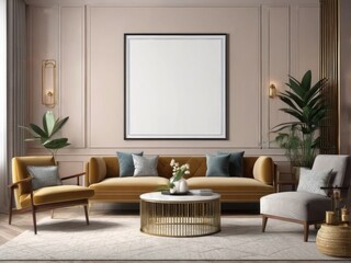 close up mock poster frame with modern interior background aesthetic living room aesthetic