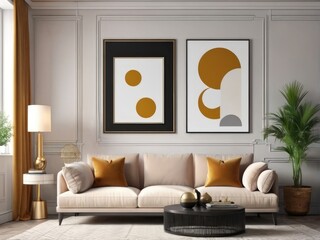 close up mock poster frame with modern interior background aesthetic living room aesthetic
