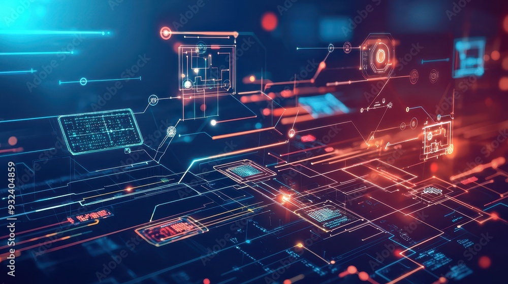 Poster abstract digital network technology background futuristic circuit board