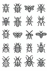 Macro photography of various insects on a white surface, suitable for educational or scientific use