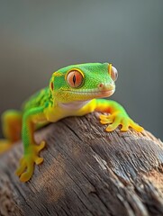 Gecko isolated on wooden background