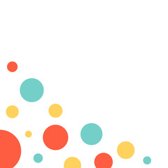 Colorful abstract circle corner border template. Dots pattern in bright color. Suitable for poster, flyer, card. Flat modern vector design isolated illustration.