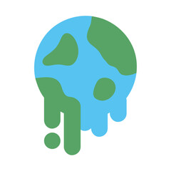 Melting earth icon. Nature, hot temperature, climate change, global warming, environment concepts. Flat vector design illustration.