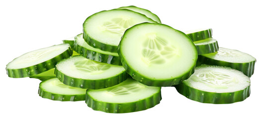 PNG  Fresh sliced cucumber on white