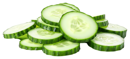 PNG  Fresh sliced cucumber on white
