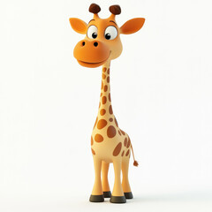 Fototapeta premium 3D cartoon, a girrafe. on a solid white background