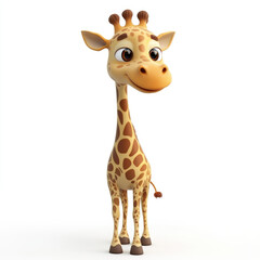 Obraz premium 3D cartoon, a girrafe. on a solid white background