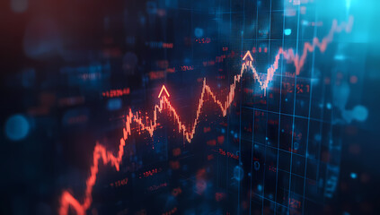 Stock market graph with upward arrows symbolizing online business growth