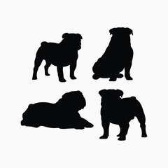 Naklejka premium Bulldog silhouette set animals vector template illustration