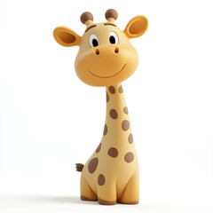 3D cartoon, a girrafe. on a solid white background