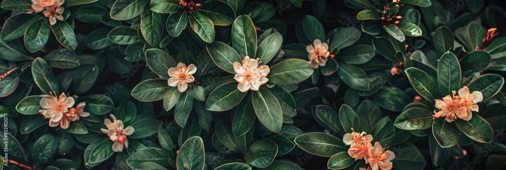 Wall mural tiny flowers embellishing the bushes