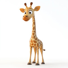 Obraz premium 3D cartoon, a girrafe. on a solid white background