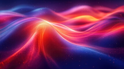 Obraz premium Abstract Red and Blue Waves with Glowing Particles