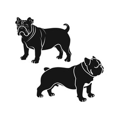 Obraz premium Bulldog silhouette set animals vector template illustration