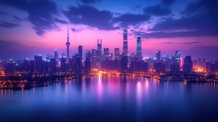Fototapeta premium Shanghai Skyline at Dusk