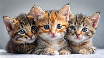 Fototapeta premium Adorable Group of Kittens Cuddling Together.