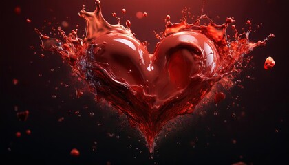 Heart Shaped Splash of Red Liquid Art