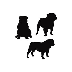 Naklejka premium Bulldog silhouette set animals vector template illustration