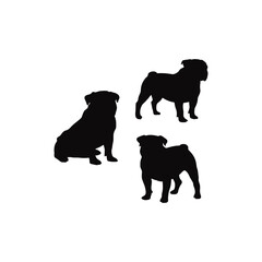 Naklejka premium Bulldog silhouette set animals vector template illustration