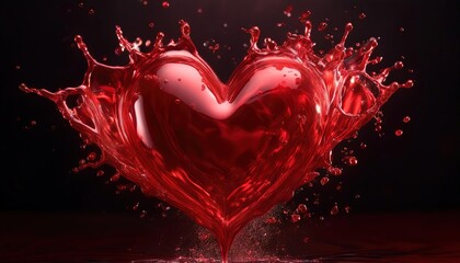 Heart Shaped Splash of Red Liquid