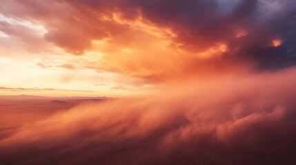 Desert sandstorm at sunset with dramatic sky