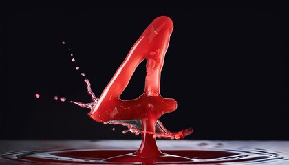 Red Liquid Number Four Splashing Image